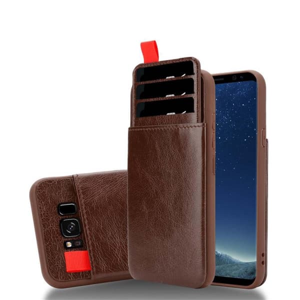 Deksel til Samsung Galaxy S8 PLUS Etui i TPU-silikon og kunstskinn, med rom og uttrekkbare kortplasser