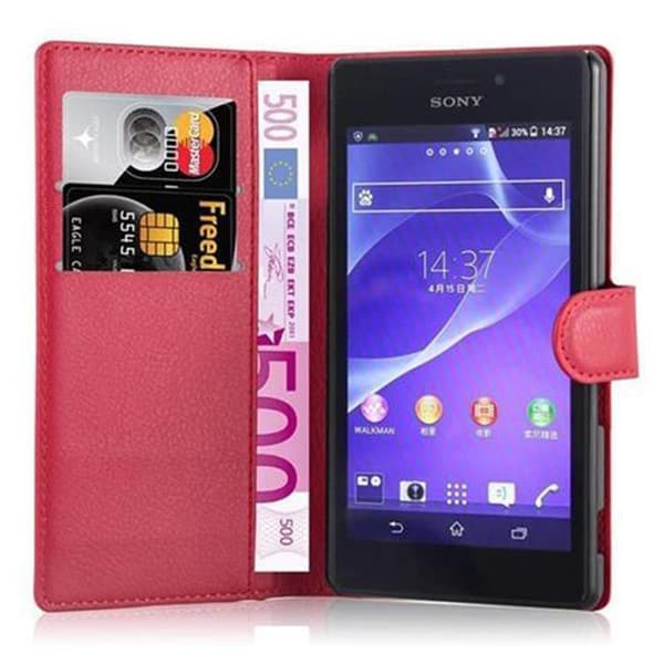 Deksel til Sony Xperia M2 / M2 AQUA Lommebokdeksel med magnetisk lukking, stativfunksjon og kortlomme