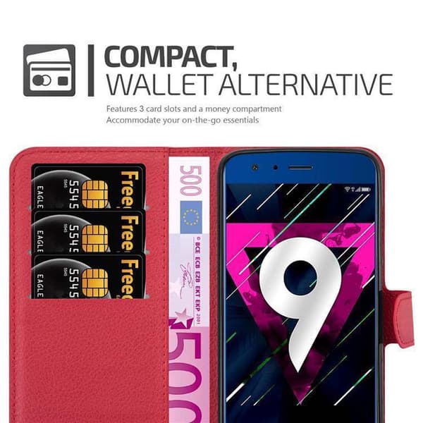 Honor 9 Plånboksfodral Fodral Skal Case med magnetisk stängning, ståfunktion och kortplats