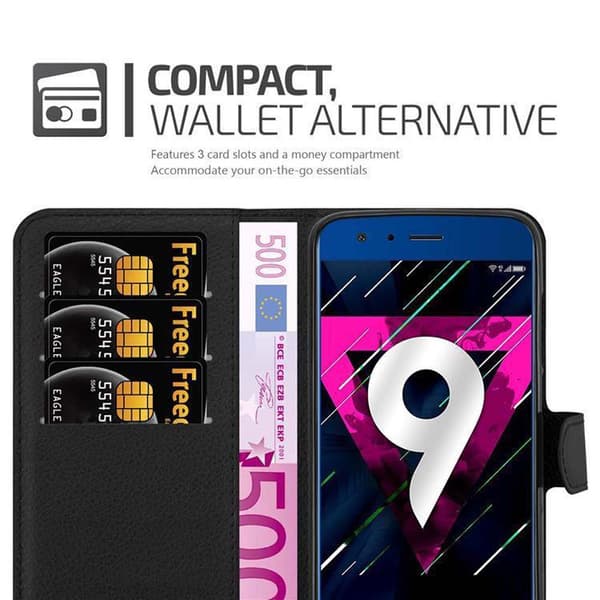 Honor 9 Plånboksfodral Fodral Skal Case med magnetisk stängning, ståfunktion och kortplats