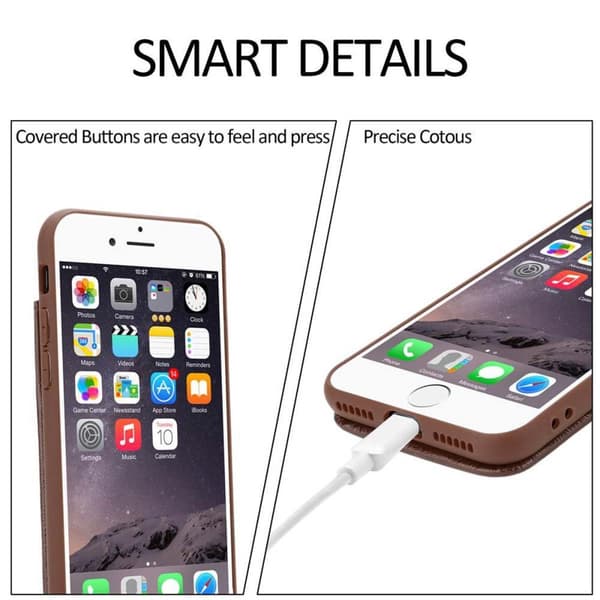 iPhone 6 / 6S Fodral Skal av TPU-silikon och konstläder Mobilskydd med fack och utdragbara kortplatser