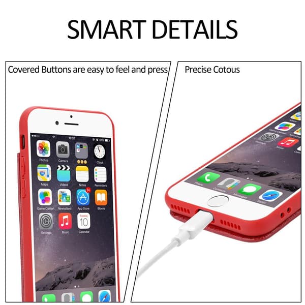 iPhone 6 / 6S Fodral Skal av TPU-silikon och konstläder Mobilskydd med fack och utdragbara kortplatser