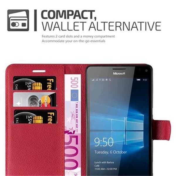 Nokia Lumia 950 XL Suojakotelo Lompakkokotelo Matkapuhelinkotelo Suojakuori jossa magneettisuljenta, jalusta-toiminto ja korttitasku