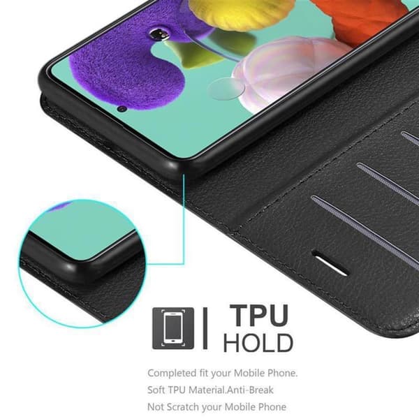 Deksel til Samsung Galaxy A51 5G Lommebokdeksel med magnetisk lukking, stativfunksjon og kortlomme
