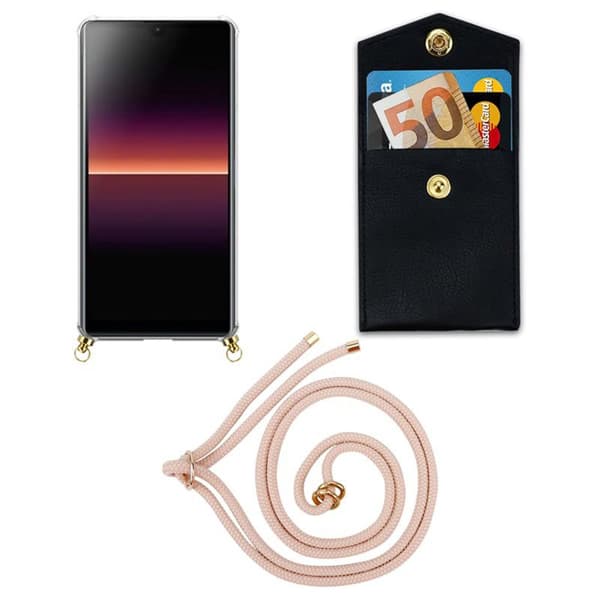 Deksel med kedja for Sony Xperia L4 Case med gullringer, ledningsstropp og avtakbart etui