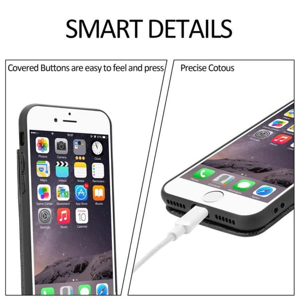 Deksel til iPhone 6 PLUS / 6S PLUS Etui i TPU-silikon og kunstskinn, med rom og uttrekkbare kortplasser