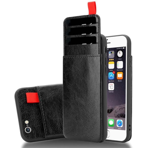Deksel til iPhone 6 PLUS / 6S PLUS Etui i TPU-silikon og kunstskinn, med rom og uttrekkbare kortplasser