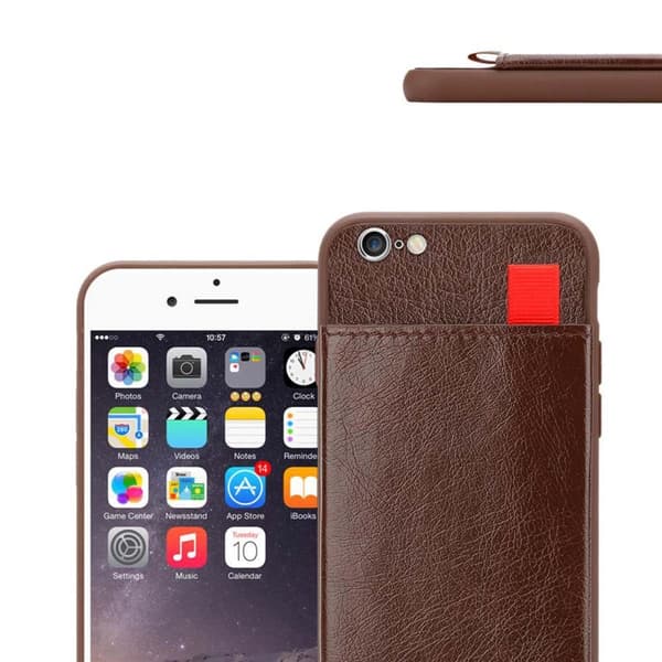 Deksel til iPhone 6 PLUS / 6S PLUS Etui i TPU-silikon og kunstskinn, med rom og uttrekkbare kortplasser