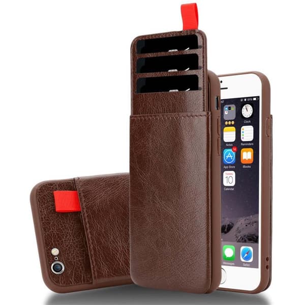 Deksel til iPhone 6 PLUS / 6S PLUS Etui i TPU-silikon og kunstskinn, med rom og uttrekkbare kortplasser