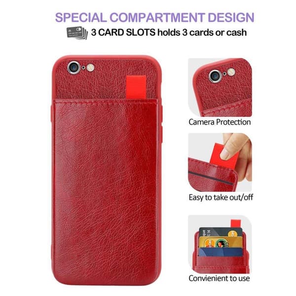 Deksel til iPhone 6 PLUS / 6S PLUS Etui i TPU-silikon og kunstskinn, med rom og uttrekkbare kortplasser