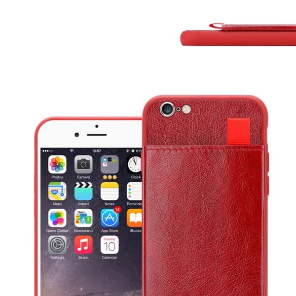 Deksel til iPhone 6 PLUS / 6S PLUS Etui i TPU-silikon og kunstskinn, med rom og uttrekkbare kortplasser