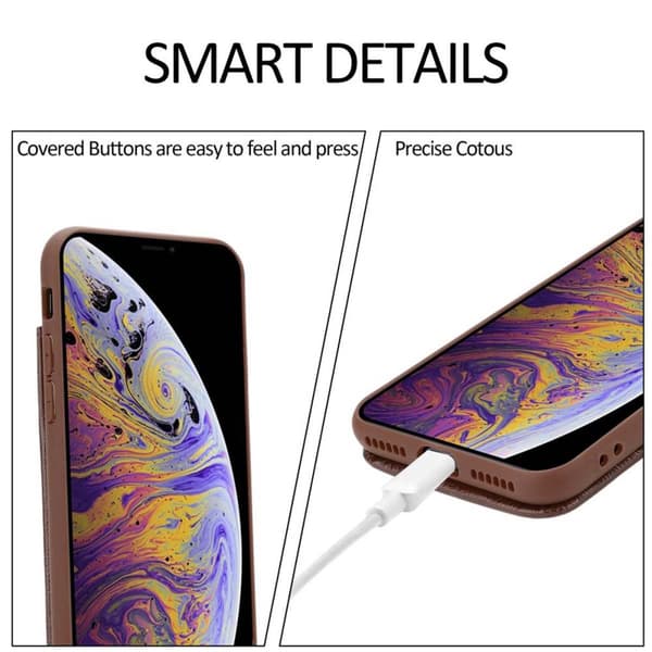Deksel til iPhone XS MAX Etui i TPU-silikon og kunstskinn, med rom og uttrekkbare kortplasser