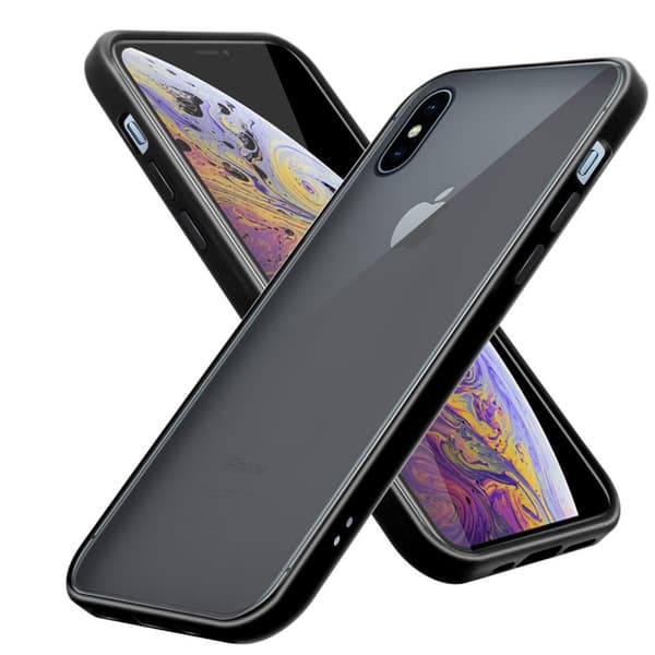 Apple iPhone XS MAX Suojakuori Suojakotelo Hybrid jossa on TPU-silikoni sisäpuolella ja matta muovinen takapuoli Mattamusta