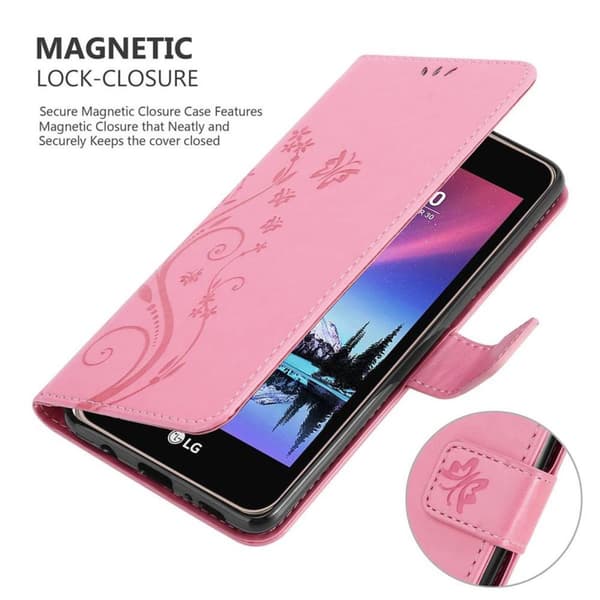 LG K4 2017 Suojakotelo Suojakuori Lompakkokotelo Matkapuhelinkotelo Kukat jossa on magneettisuljenta, jalusta-toiminto ja korttipaikat