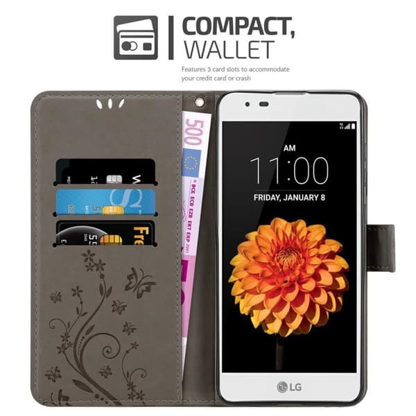LG K7 2016 Suojakotelo Suojakuori Lompakkokotelo Matkapuhelinkotelo Kukat jossa on magneettisuljenta, jalusta-toiminto ja korttipaikat