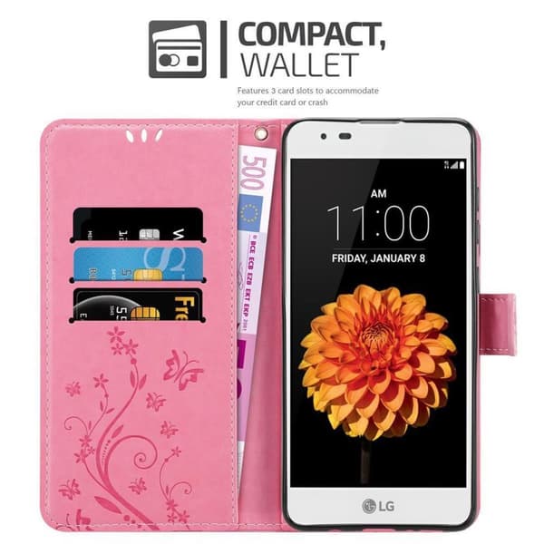 LG K7 2016 Suojakotelo Suojakuori Lompakkokotelo Matkapuhelinkotelo Kukat jossa on magneettisuljenta, jalusta-toiminto ja korttipaikat