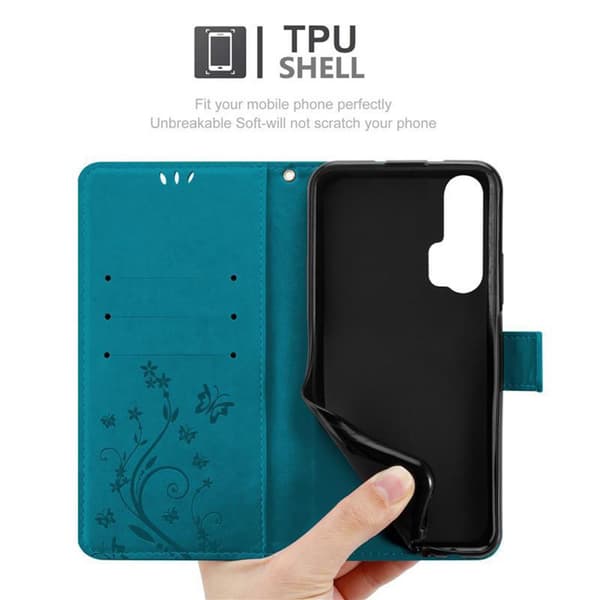 Honor 20 PRO Suojakotelo Suojakuori Lompakkokotelo Matkapuhelinkotelo Kukat jossa on magneettisuljenta, jalusta-toiminto ja korttipaikat