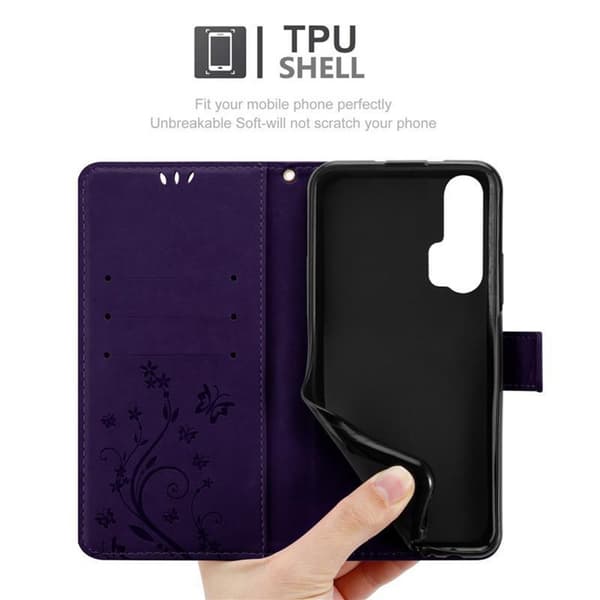 Honor 20 PRO Suojakotelo Suojakuori Lompakkokotelo Matkapuhelinkotelo Kukat jossa on magneettisuljenta, jalusta-toiminto ja korttipaikat