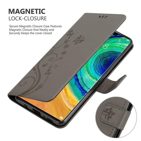 Deksel til Huawei MATE 30 PRO Lommebokdeksel i blomster design med magnetisk lukking, stativfunksjon og kortplasser