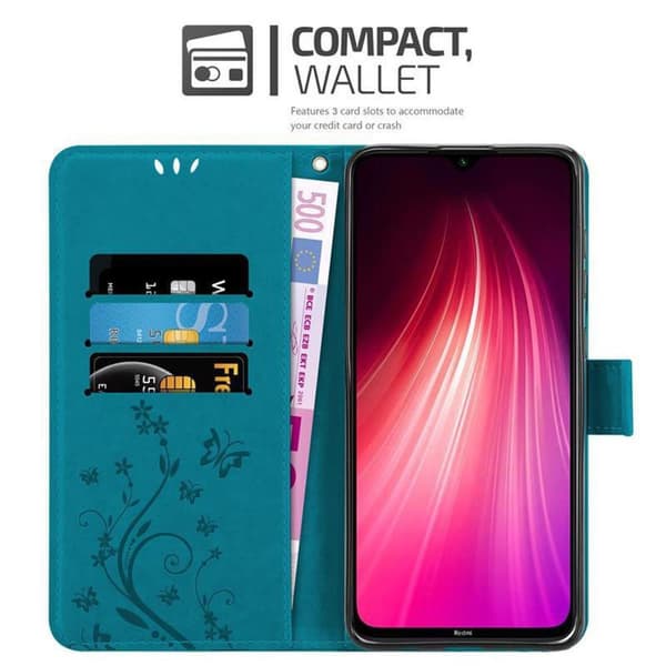 Xiaomi RedMi NOTE 8 Suojakotelo Suojakuori Lompakkokotelo Matkapuhelinkotelo Kukat jossa on magneettisuljenta, jalusta-toiminto ja korttipaikat