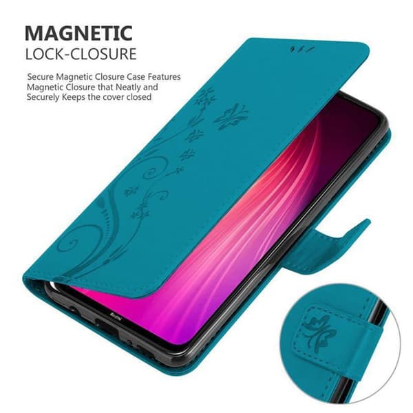 Xiaomi RedMi NOTE 8 Suojakotelo Suojakuori Lompakkokotelo Matkapuhelinkotelo Kukat jossa on magneettisuljenta, jalusta-toiminto ja korttipaikat