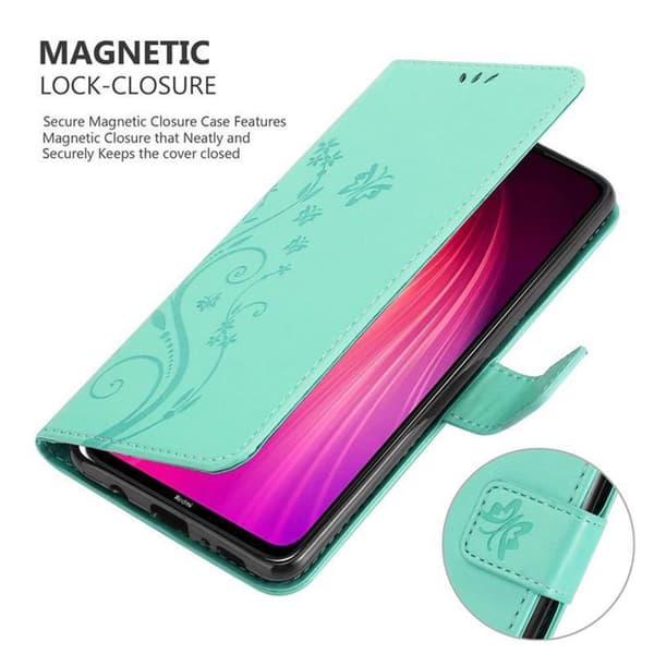 Xiaomi RedMi NOTE 8 Suojakotelo Suojakuori Lompakkokotelo Matkapuhelinkotelo Kukat jossa on magneettisuljenta, jalusta-toiminto ja korttipaikat