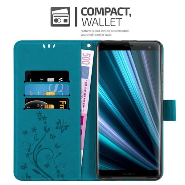 Sony Xperia XZ3 Suojakotelo Suojakuori Lompakkokotelo Matkapuhelinkotelo Kukat jossa on magneettisuljenta, jalusta-toiminto ja korttipaikat