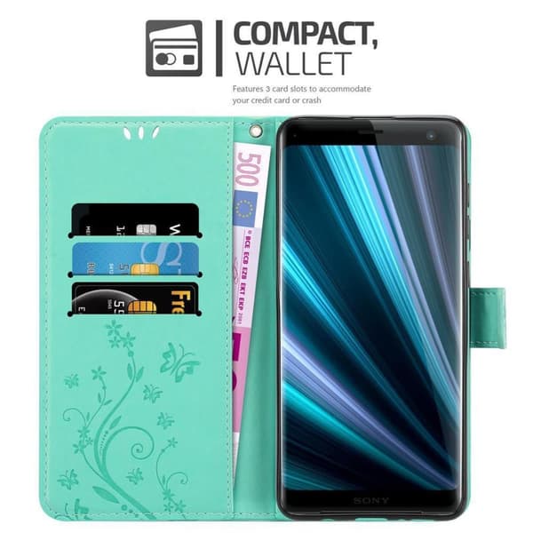 Sony Xperia XZ3 Suojakotelo Suojakuori Lompakkokotelo Matkapuhelinkotelo Kukat jossa on magneettisuljenta, jalusta-toiminto ja korttipaikat