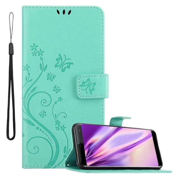 Sony Xperia XZ3 Skal Fodral i blomdesign Mobilskydd Case Cover med magnetisk stängning, ståfunktion och kortplatser BLOMMIG TURKOS