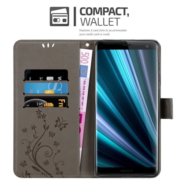 Sony Xperia XZ3 Suojakotelo Suojakuori Lompakkokotelo Matkapuhelinkotelo Kukat jossa on magneettisuljenta, jalusta-toiminto ja korttipaikat