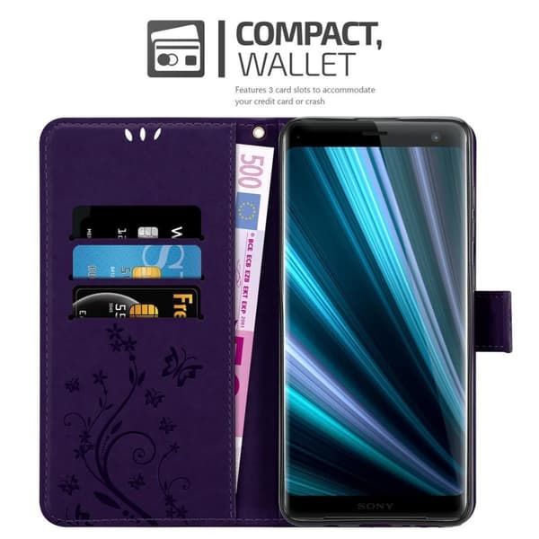 Sony Xperia XZ3 Suojakotelo Suojakuori Lompakkokotelo Matkapuhelinkotelo Kukat jossa on magneettisuljenta, jalusta-toiminto ja korttipaikat