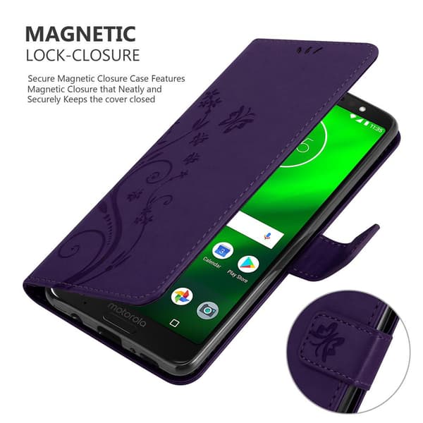 Deksel til Motorola MOTO G6 PLUS Lommebokdeksel i blomster design med magnetisk lukking, stativfunksjon og kortplasser