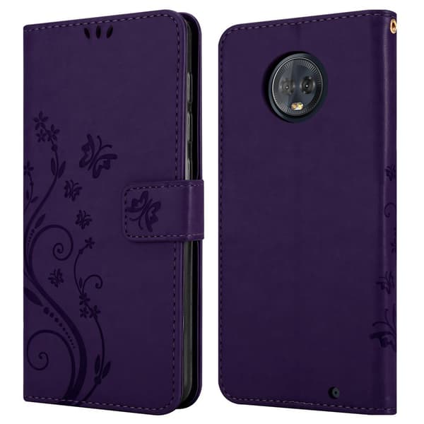 Motorola MOTO G6 PLUS Skal Fodral i blomdesign Mobilskydd Case Cover med magnetisk stängning, ståfunktion och kortplatser