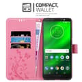 Miniatyrbilde 6 av 11: Deksel til Motorola MOTO G6 PLUS Lommebokdeksel i blomster design med magnetisk lukking, stativfunksjon og kortplasser