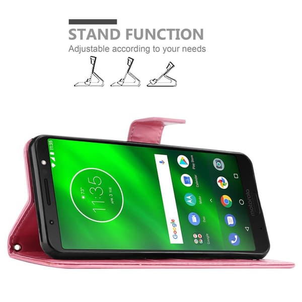 Deksel til Motorola MOTO G6 PLUS Lommebokdeksel i blomster design med magnetisk lukking, stativfunksjon og kortplasser