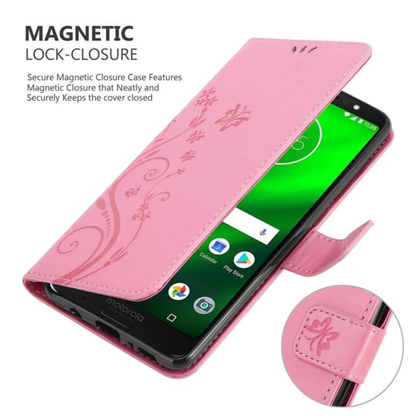 Deksel til Motorola MOTO G6 PLUS Lommebokdeksel i blomster design med magnetisk lukking, stativfunksjon og kortplasser