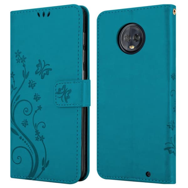 Motorola MOTO G6 PLUS Skal Fodral i blomdesign Mobilskydd Case Cover med magnetisk stängning, ståfunktion och kortplatser