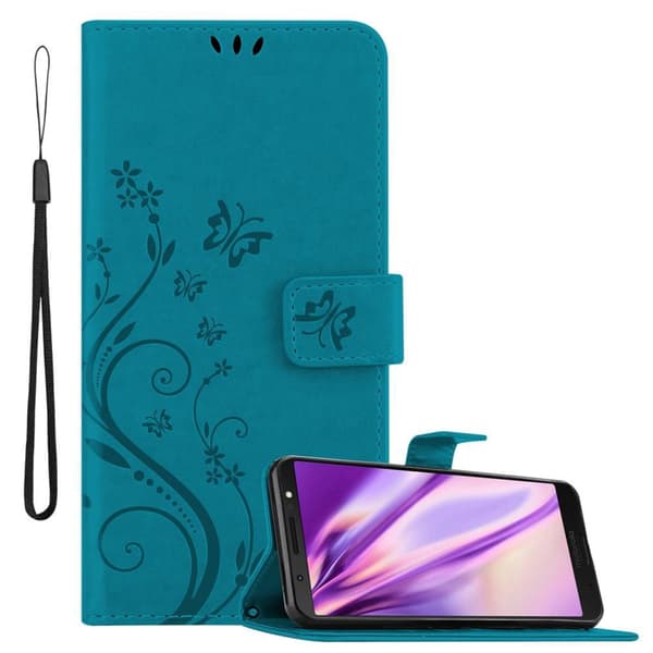 Deksel til Motorola MOTO G6 PLUS Lommebokdeksel i blomster design med magnetisk lukking, stativfunksjon og kortplasser