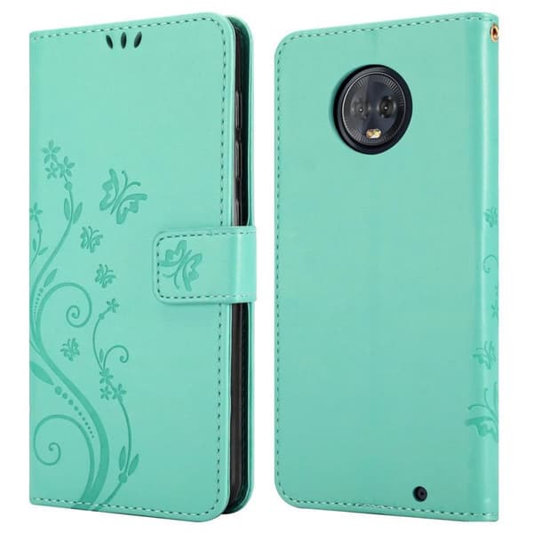 Motorola MOTO G6 PLUS Skal Fodral i blomdesign Mobilskydd Case Cover med magnetisk stängning, ståfunktion och kortplatser