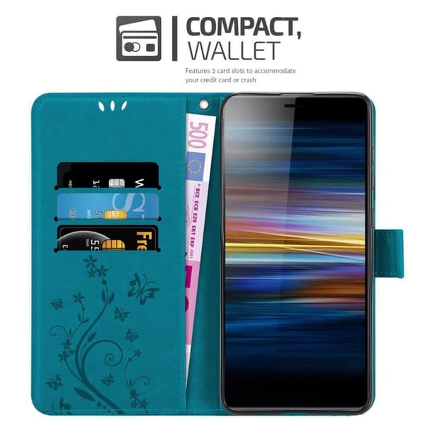 Sony Xperia L3 Skal Fodral i blomdesign Mobilskydd Case Cover med magnetisk stängning, ståfunktion och kortplatser