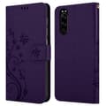 Miniatyrbilde 8 av 8: Deksel til Sony Xperia 5 Lommebokdeksel i blomster design med magnetisk lukking, stativfunksjon og kortplasser