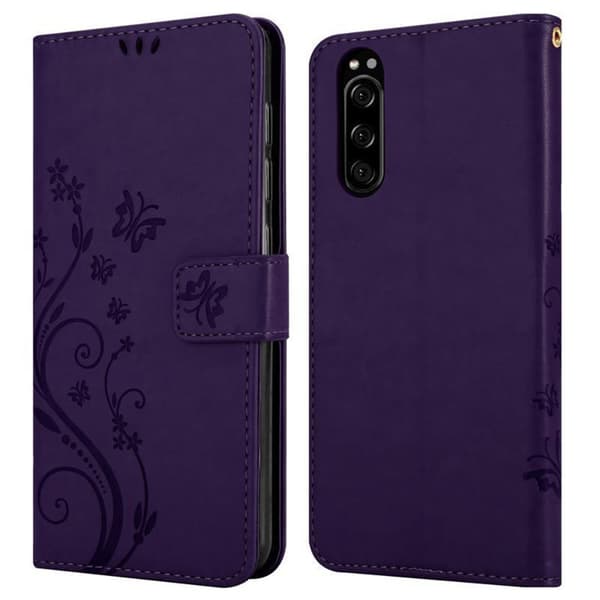 Deksel til Sony Xperia 5 Lommebokdeksel i blomster design med magnetisk lukking, stativfunksjon og kortplasser