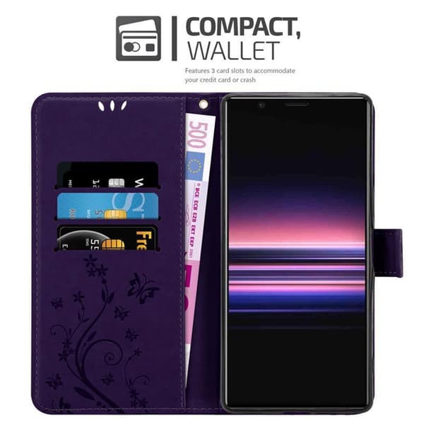 Sony Xperia 5 Skal Fodral i blomdesign Mobilskydd Case Cover med magnetisk stängning, ståfunktion och kortplatser