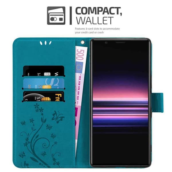Deksel til Sony Xperia 5 Lommebokdeksel i blomster design med magnetisk lukking, stativfunksjon og kortplasser