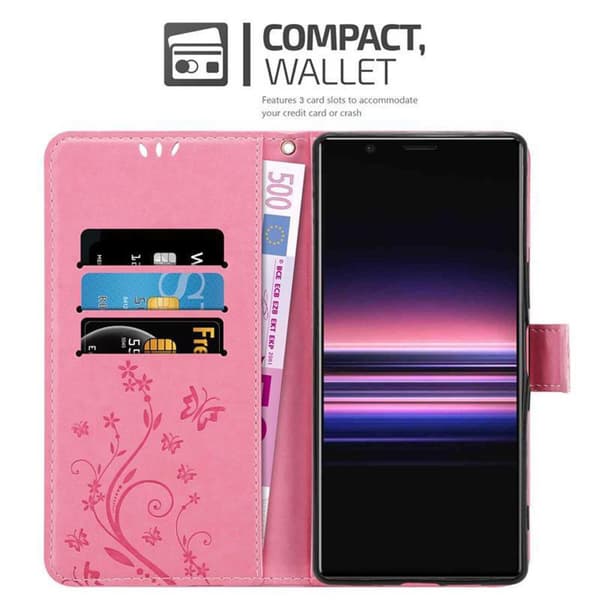 Deksel til Sony Xperia 5 Lommebokdeksel i blomster design med magnetisk lukking, stativfunksjon og kortplasser
