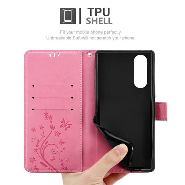 Sony Xperia 5 Skal Fodral i blomdesign Mobilskydd Case Cover med magnetisk stängning, ståfunktion och kortplatser