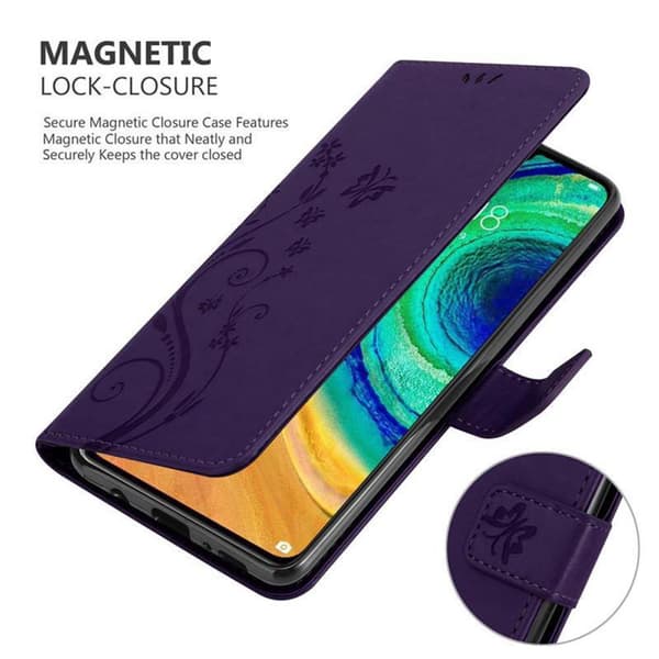 Huawei MATE 30 Skal Fodral i blomdesign Mobilskydd Case Cover med magnetisk stängning, ståfunktion och kortplatser