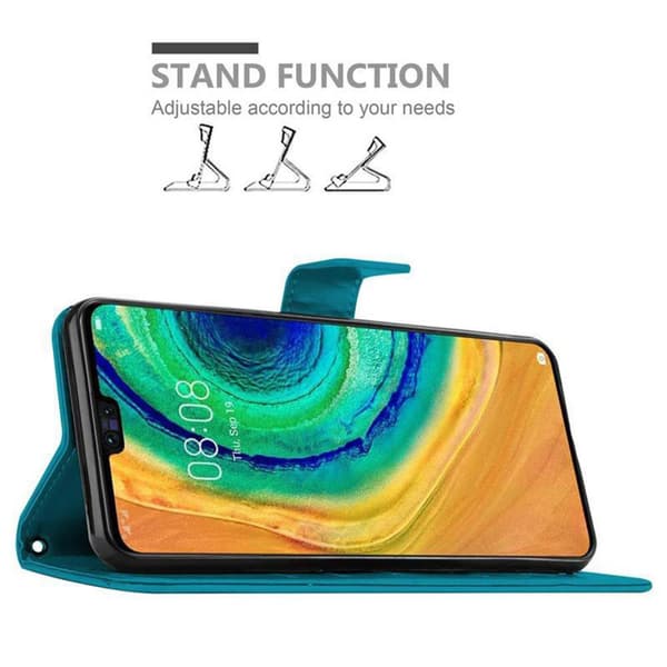 Deksel til Huawei MATE 30 Lommebokdeksel i blomster design med magnetisk lukking, stativfunksjon og kortplasser