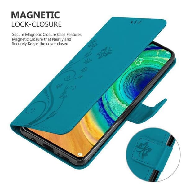 Deksel til Huawei MATE 30 Lommebokdeksel i blomster design med magnetisk lukking, stativfunksjon og kortplasser