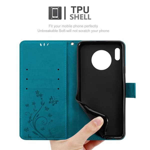 Deksel til Huawei MATE 30 Lommebokdeksel i blomster design med magnetisk lukking, stativfunksjon og kortplasser